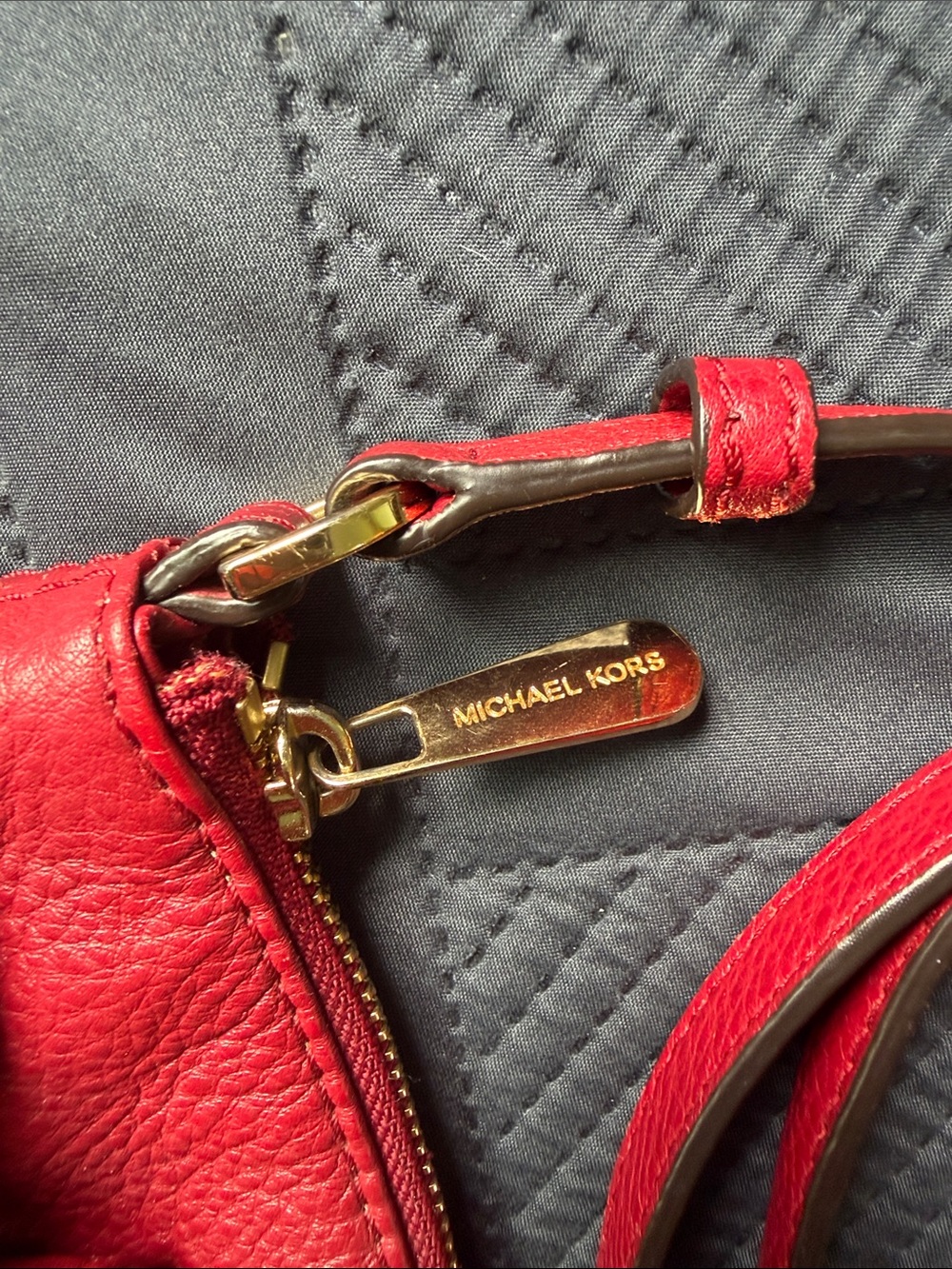 Michael Kors Red Leather Tassel Drawstring Crossbody - Picture 9 of 15